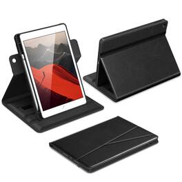 DTTO - Case for iPad 9th / 8th / 7th Generation 10.2-Inch – 360° Rotating Premium Leather Folio Stand Cover with Pencil Holder - Black