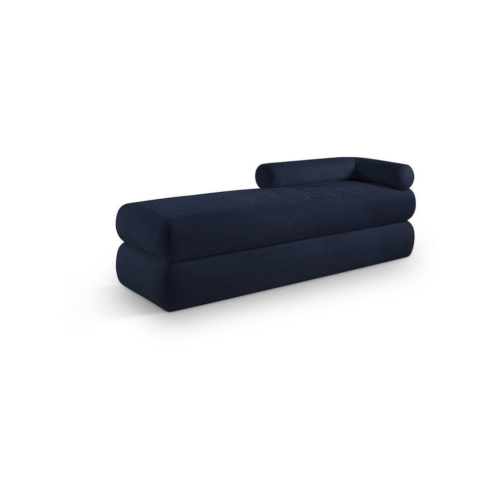 Front. Meridian Furniture - Kennedy Navy Chenille Fabric Bench - Blue.