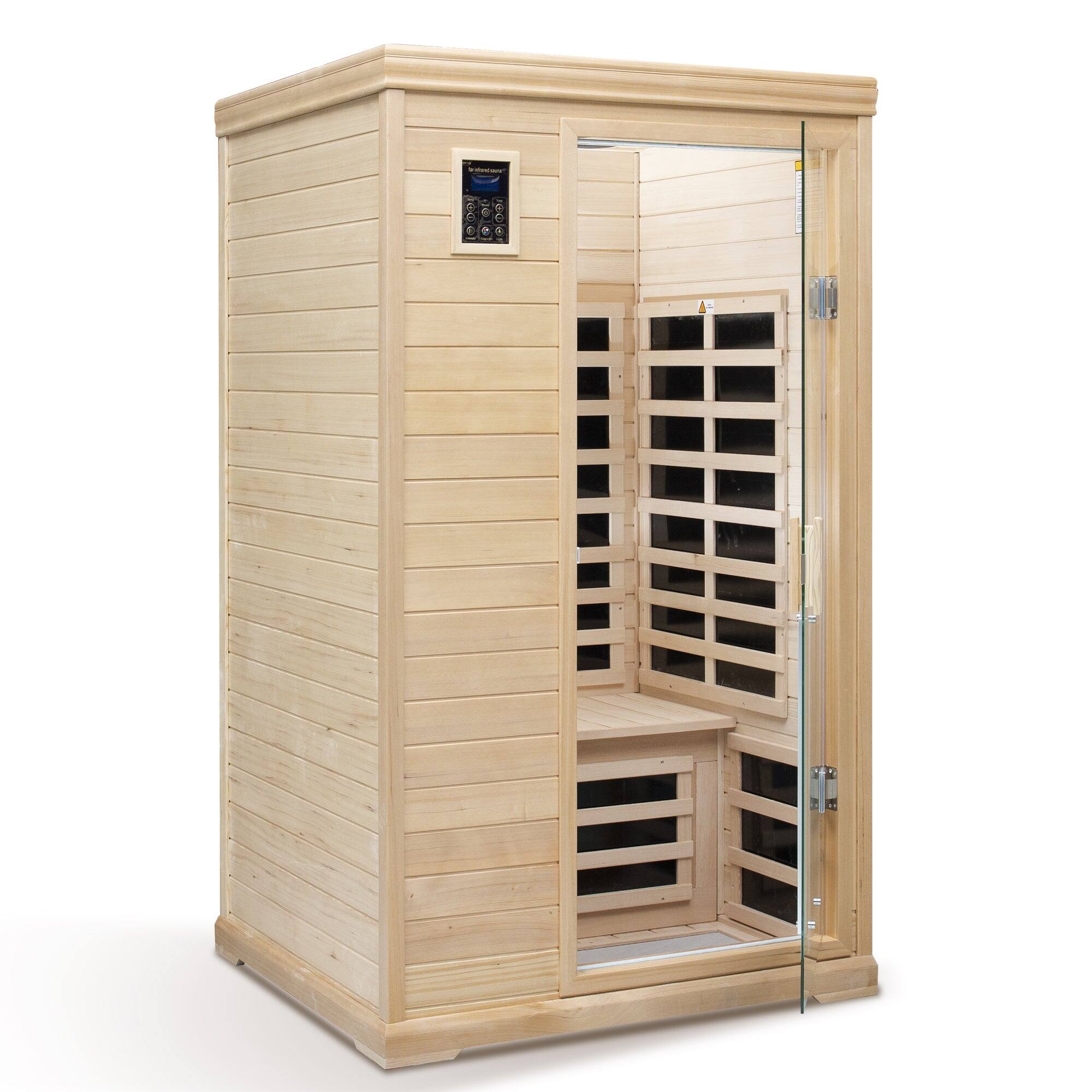 Alt View 8. Boyel Living - Two Person Indoor Far Infrared Hemlock Sauna Room with Touch Control and Bluetooth Audio - Natural.