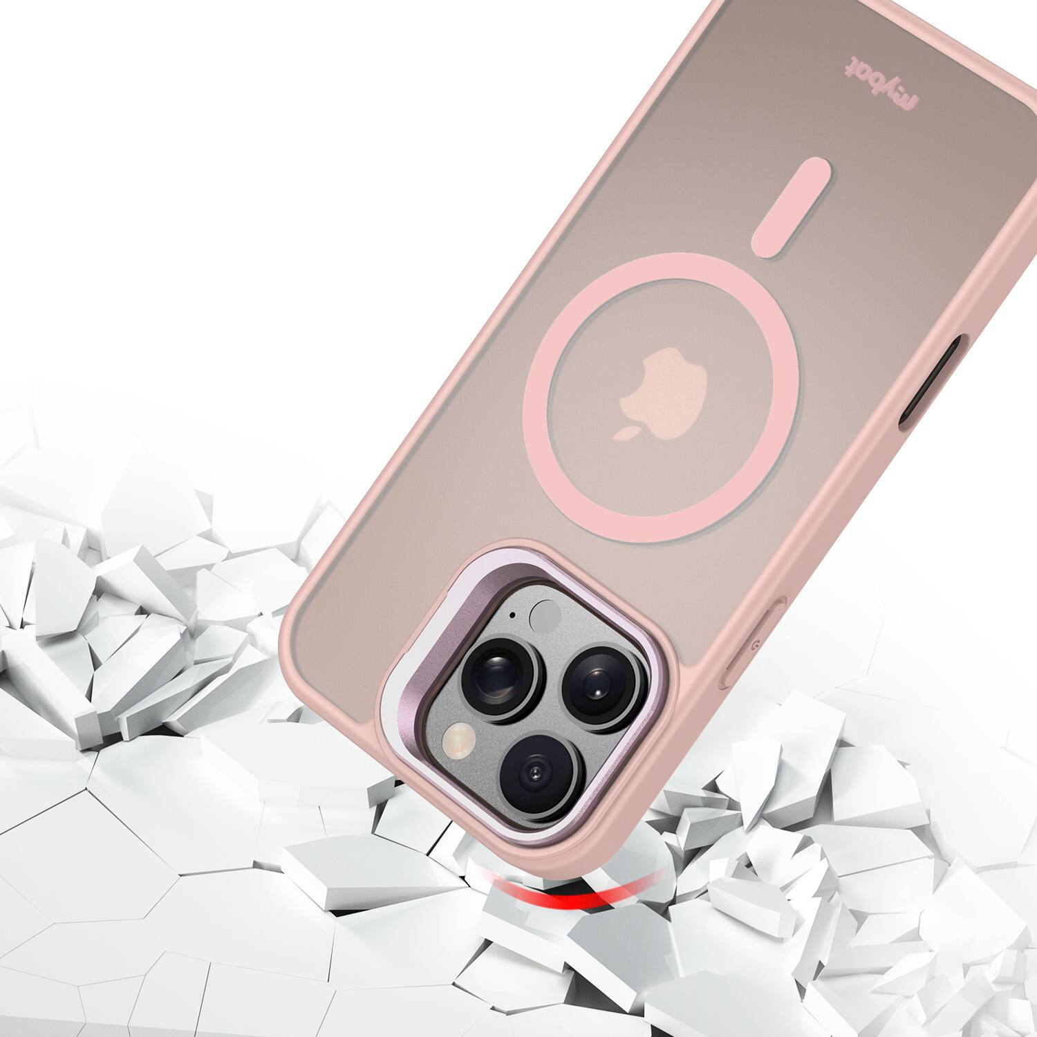 Alt View 3. Mybat - MyBat InFrame MagSafe Case with Kickstand for Apple iPhone 16 Pro Max - Pink - Clear/Pink.