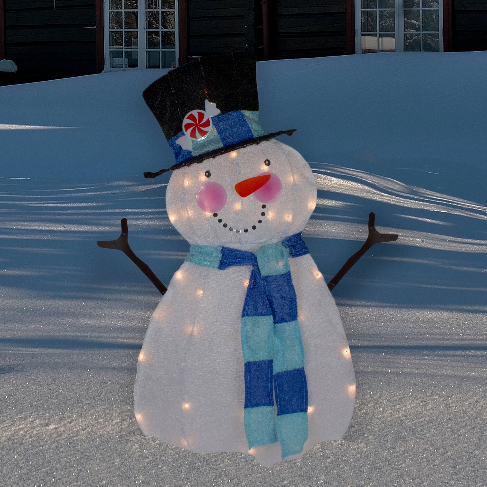 Alt View 1. Northlight - Lighted Chenille Snowman Outdoor Christmas Decoration - 32" - White Lights - White.