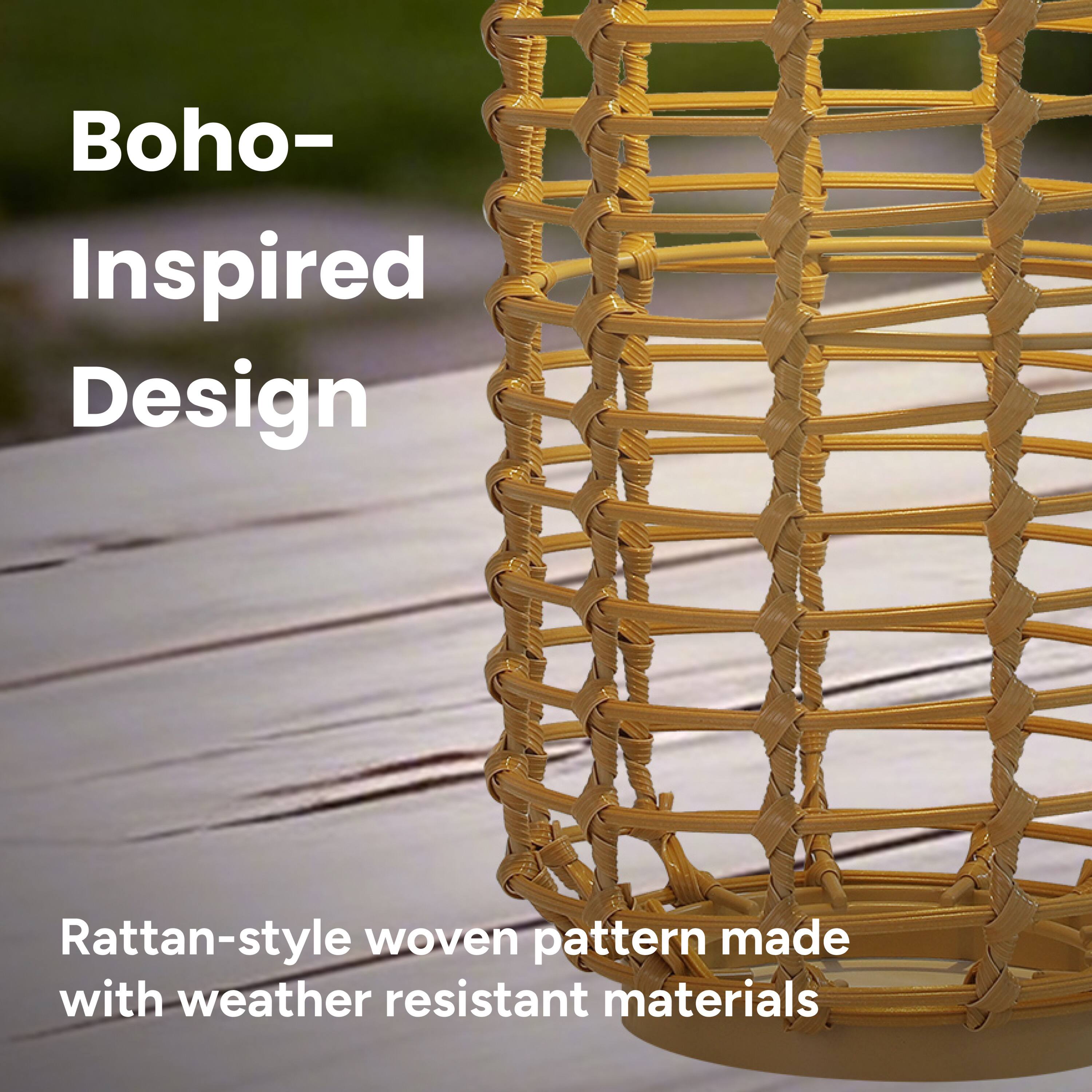 Boho-Inspired Design

Rattan-style woven pattern made with weather resistant materials