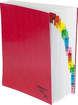 Pendaflex - Pressguard Indexed Desk File, Numerical Index - Red