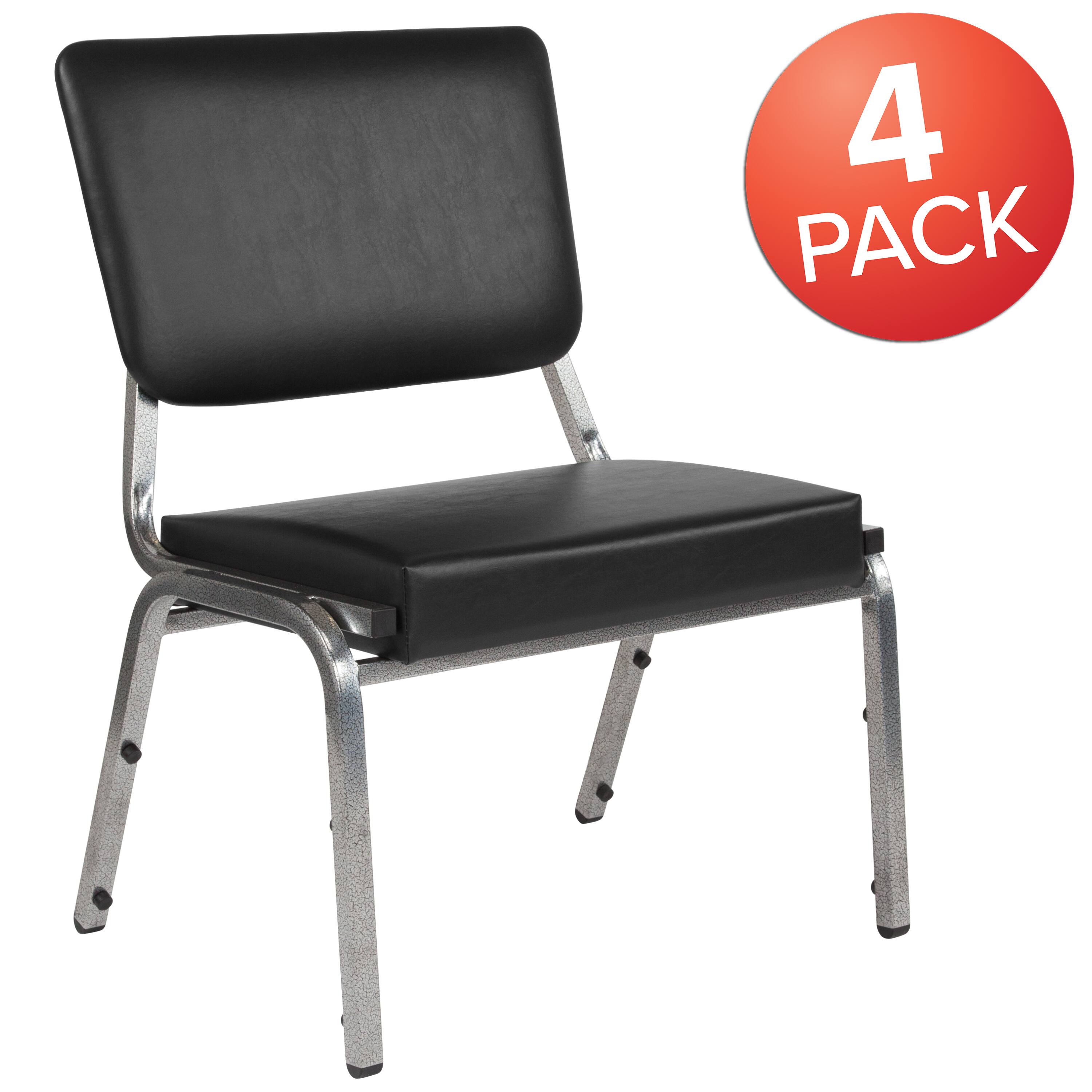 Alt View 1. Emma + Oliver - 4 Pk. 1000 lb. Rated Antimicrobial Bariatric medical Reception Chair - Black Vinyl.