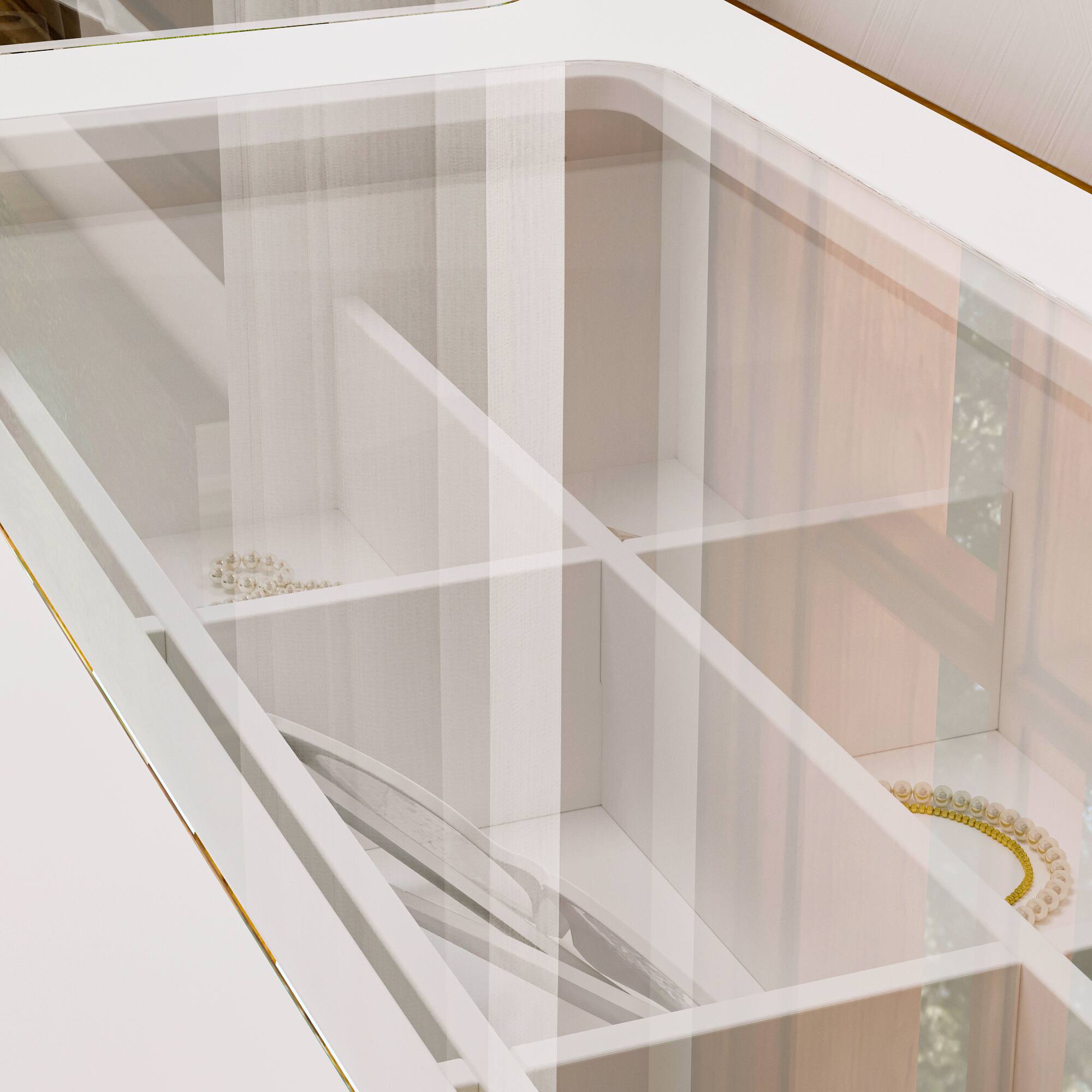 Alt View 1. FUFU & GAGA - FUFU&GAGA Vanity Storage Cabinet Glam Organizer with LED Lights Dresser - White.