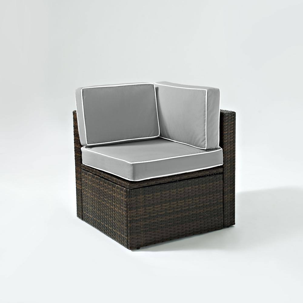 Alt View 2. Crosley Furniture - Palm Harbor Wicker Corner Outdoor Sectional Chair - Gray.