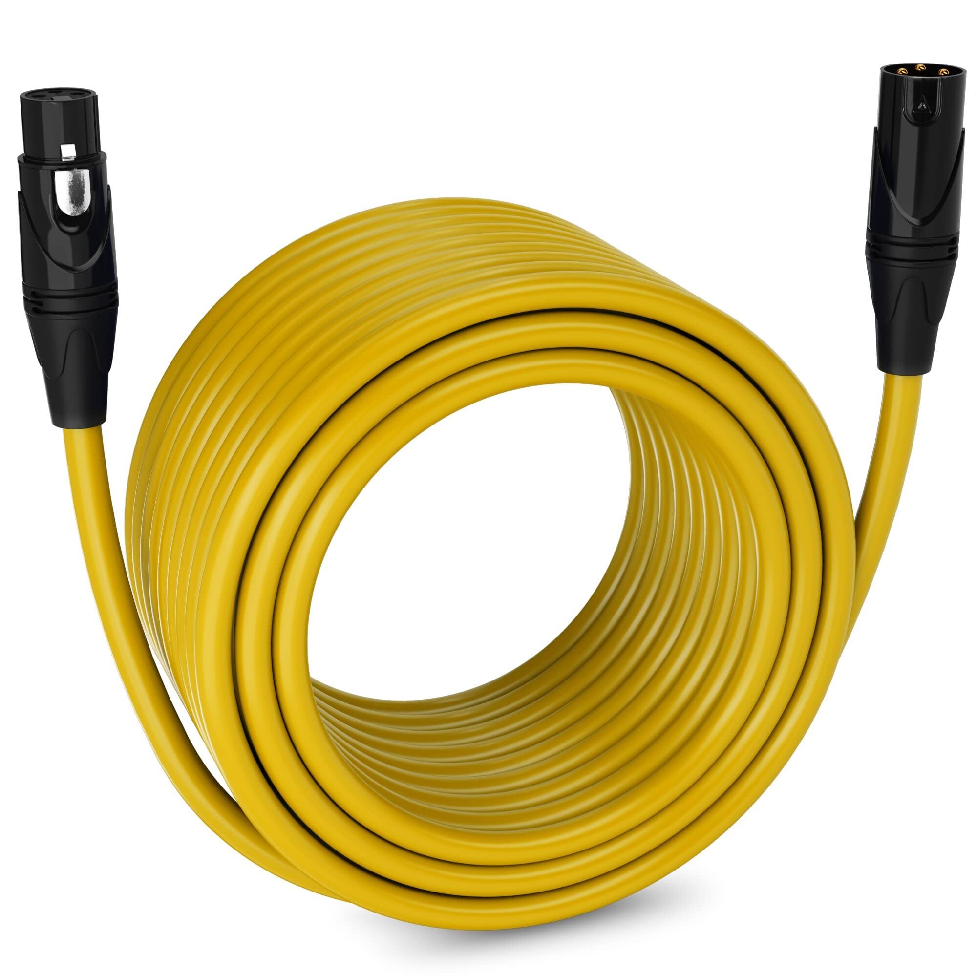 Front. Lyxpro - 100 ft Balanced XLR Cable, Male to Female, 3 Pin Microphone Cable - Yellow.