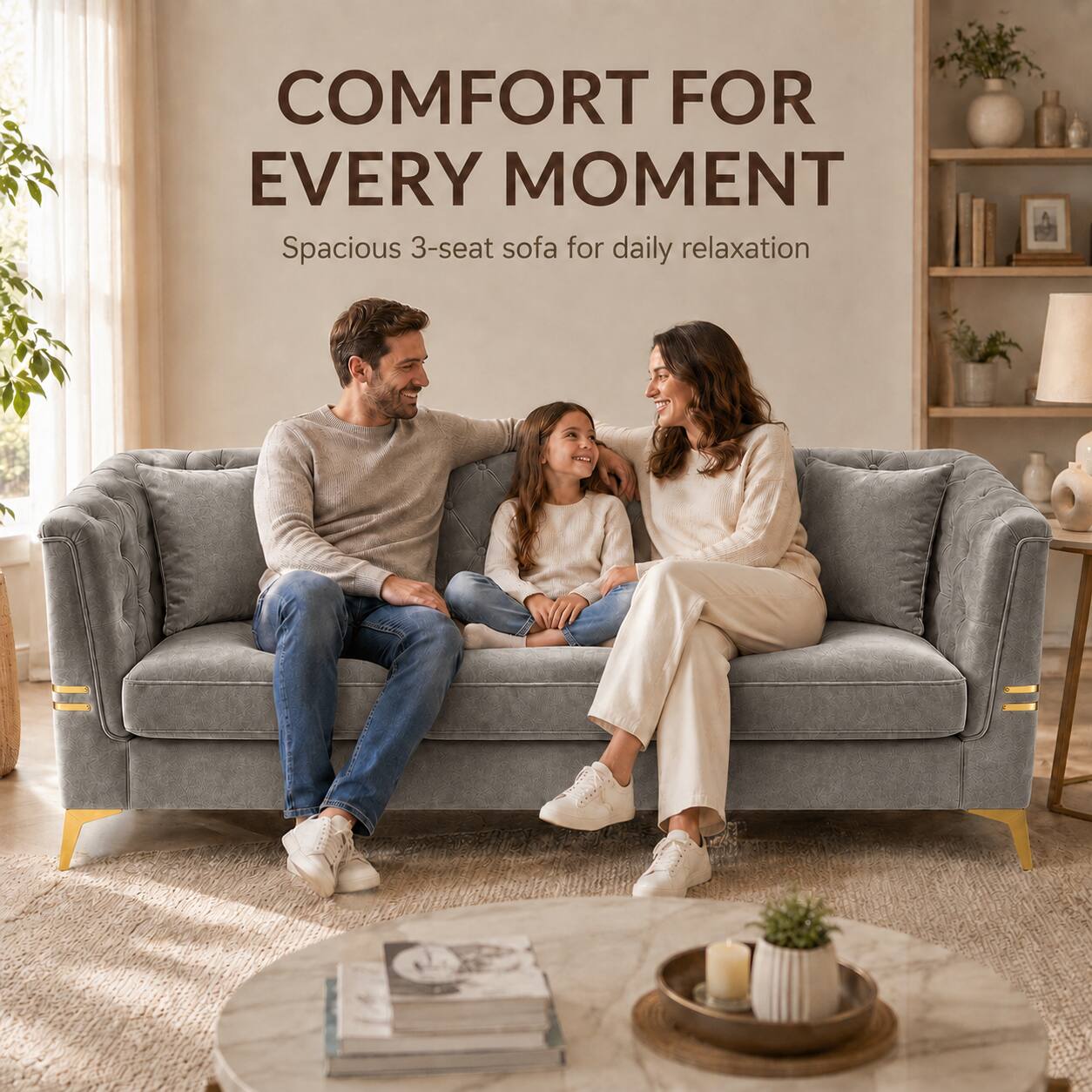 COMFORT FOR EVERY MOMENT  
Spacious 3-seat sofa for daily relaxation