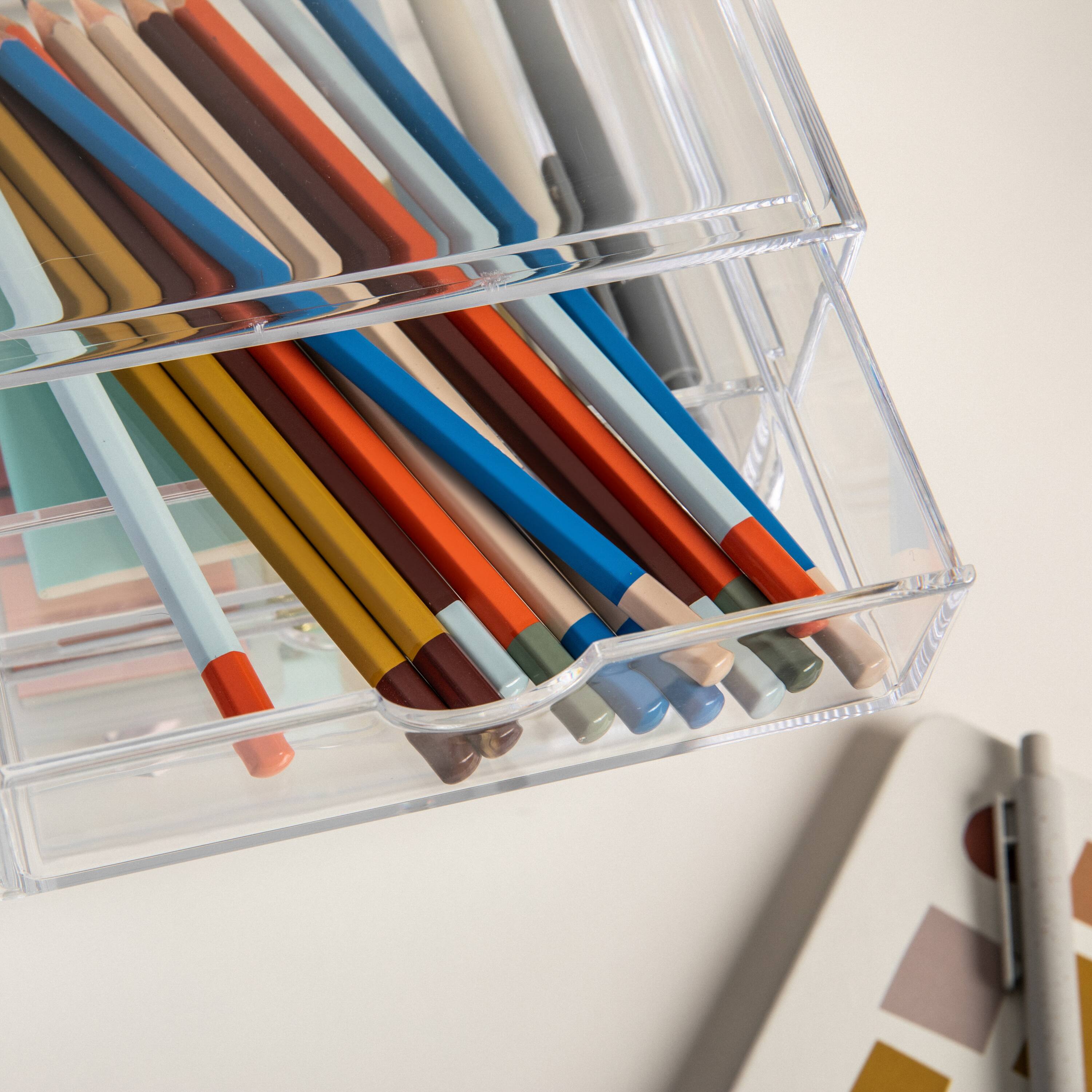 Alt View 14. Martha Stewart - Brody Clear Plastic Desktop Storage with 2 Half Moon Opening Pullout Drawers-2 Pack - Clear.