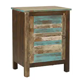 Starlight Canyon Home - Coastal Distressed Wood Storage Cabinet, Accent Cabinet for Living Room - Multi-Color