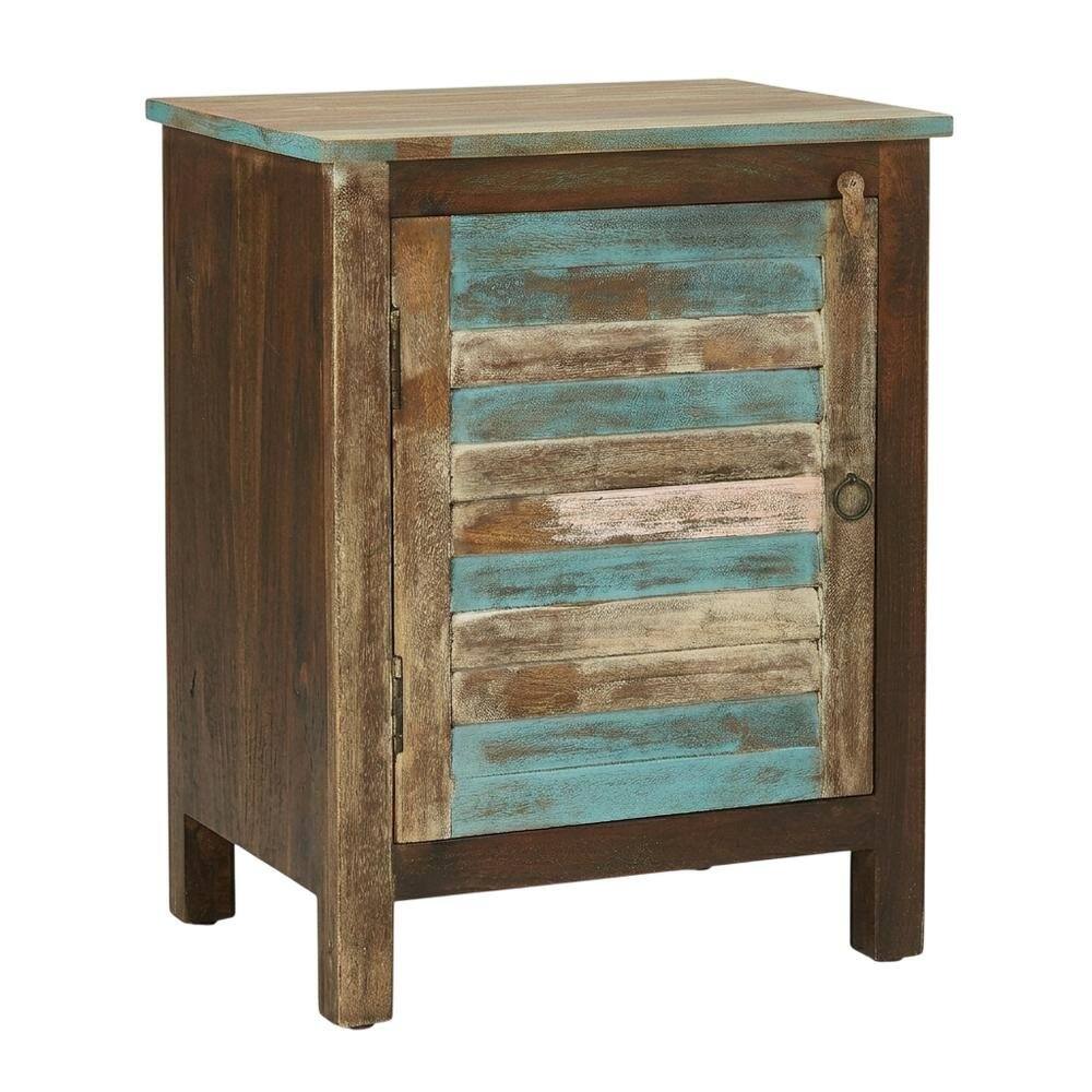 Front. Starlight Canyon Home - Coastal Distressed Wood Storage Cabinet, Accent Cabinet for Living Room - Multi-Color.