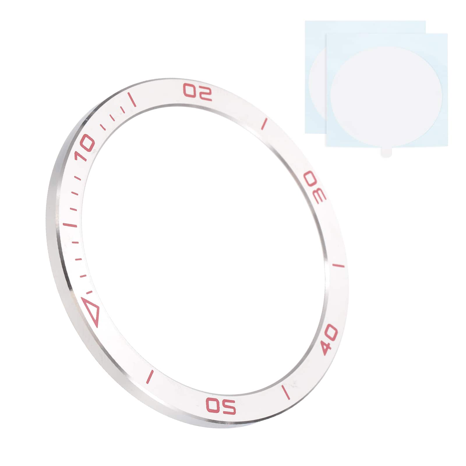 Unique Bargains - 51mm Stainless Steel Bezel Insert Ring Adhesive Bumper Cover for Garmin Fenix 8 Solar - Silver/Red