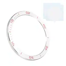 Front. Unique Bargains - 51mm Stainless Steel Bezel Insert Ring Adhesive Bumper Cover for Garmin Fenix 8 Solar - Silver/Red.
