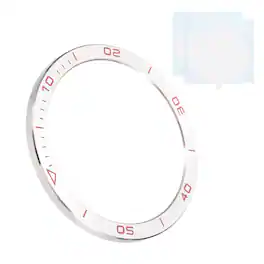 Unique Bargains - 51mm Stainless Steel Bezel Insert Ring Adhesive Bumper Cover for Garmin Fenix 8 Solar - Silver/Red