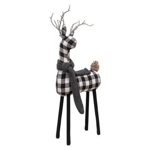 Back. BreeBe - *Black & White Plaid Deer 20" H 2 Asstd. - Black, White.