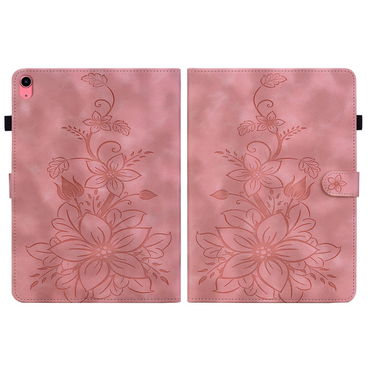 Alt View 1. Dteck - Case for Apple iPad (A16) 11" 2025 & iPad 10th Gen 2022,Embossed Pattern PU Leather Flip Card Holder Kickstand Cover - Pink.