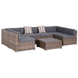 Resenkos - 7-Piece Rattan Sectional Set, Outdoor Sectional Furniture, PE Rattan - Gray