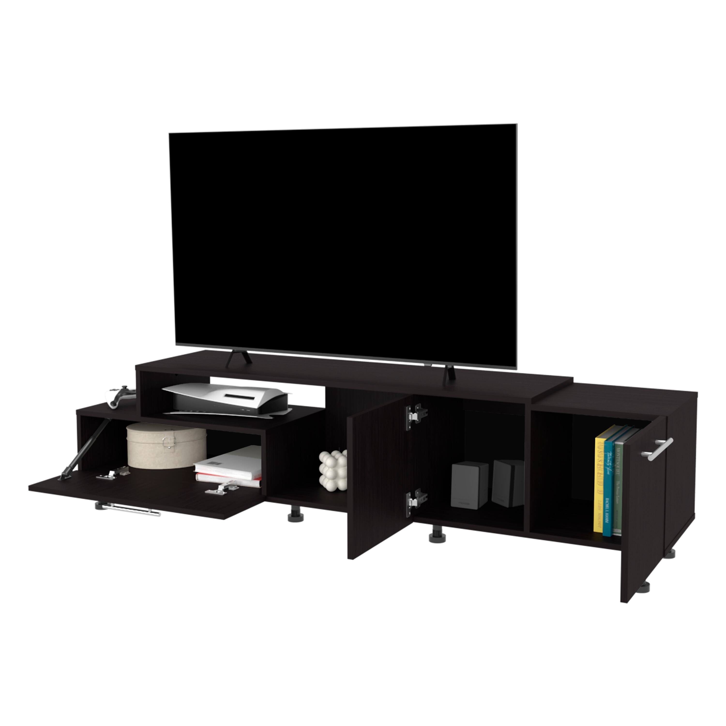 Alt View 2. Spaco - Spaco Entertainment Center for 50-60 Inch TVs, TV Stand with Drop Down Door, Adjustable Legs,Open Storage and 2 Cabinets - Wenge.