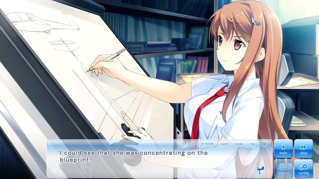I could see that she was concentrating on the blueprint.