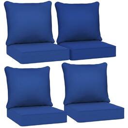 Outsunny - Chair Cushions Set of 4 with Seat & Backrest, Fade Resistant Seat Replacement Cushion Set - Navy Blue
