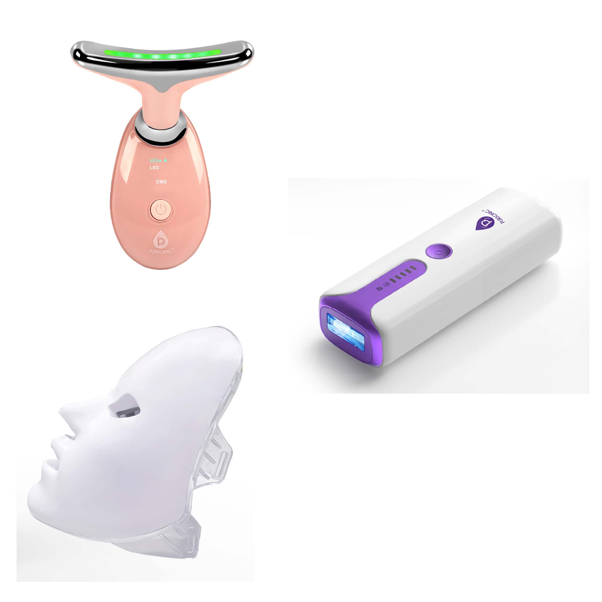 Pursonic - 7-in-1 LED Therapy Mask, Sculpting Wand, and IPL Laser Hair Removal