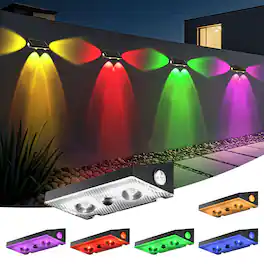 Unique Bargains - 3-way Solar Fence Lights 6pcs RGB Colors Warm White Cool White 3-Way Solar Deck Lights Waterproof for Outside Stairs - RGBW