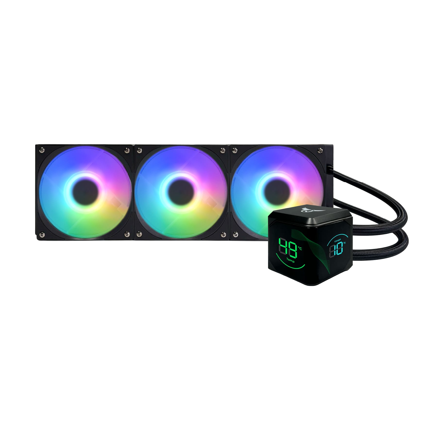 Front. Osprey - Osprey 360mm AIO CPU Cooler, Copper-Aluminum Radiator, Leakproof ARGB Liquid Cooling System, 2600RPM Hydraulic Pump - Black.