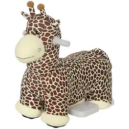 Qaba - Electric Ride On Giraffe, 6V Battery Powered Ride On Toy with Washable Cover - Brown