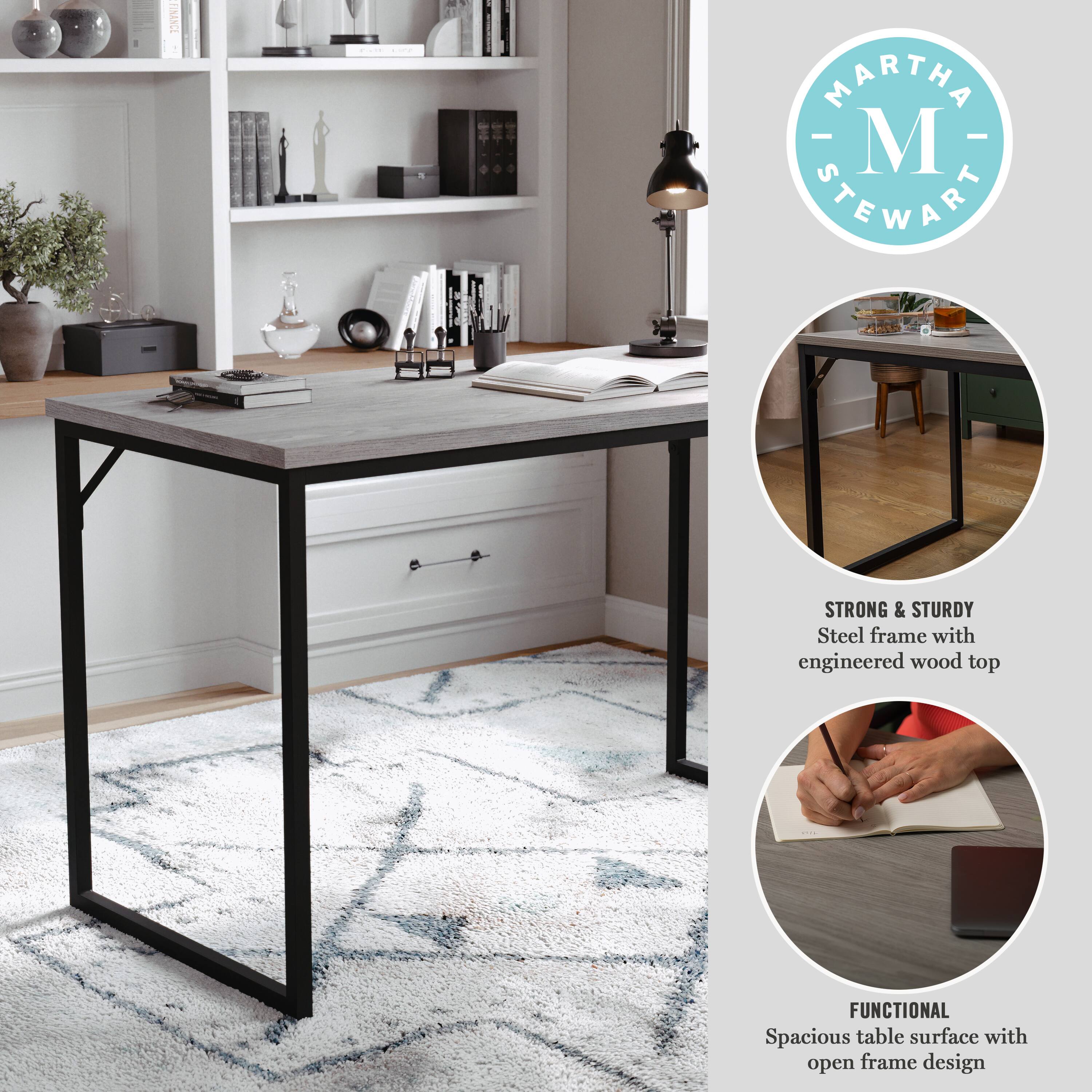 FUNCTIONAL - SPACIOUS - OPEN FRAME DESIGN - STRONG & STURDY - STEEL FRAME - ENGINEERED WOOD TOP - MARTHA STEWART