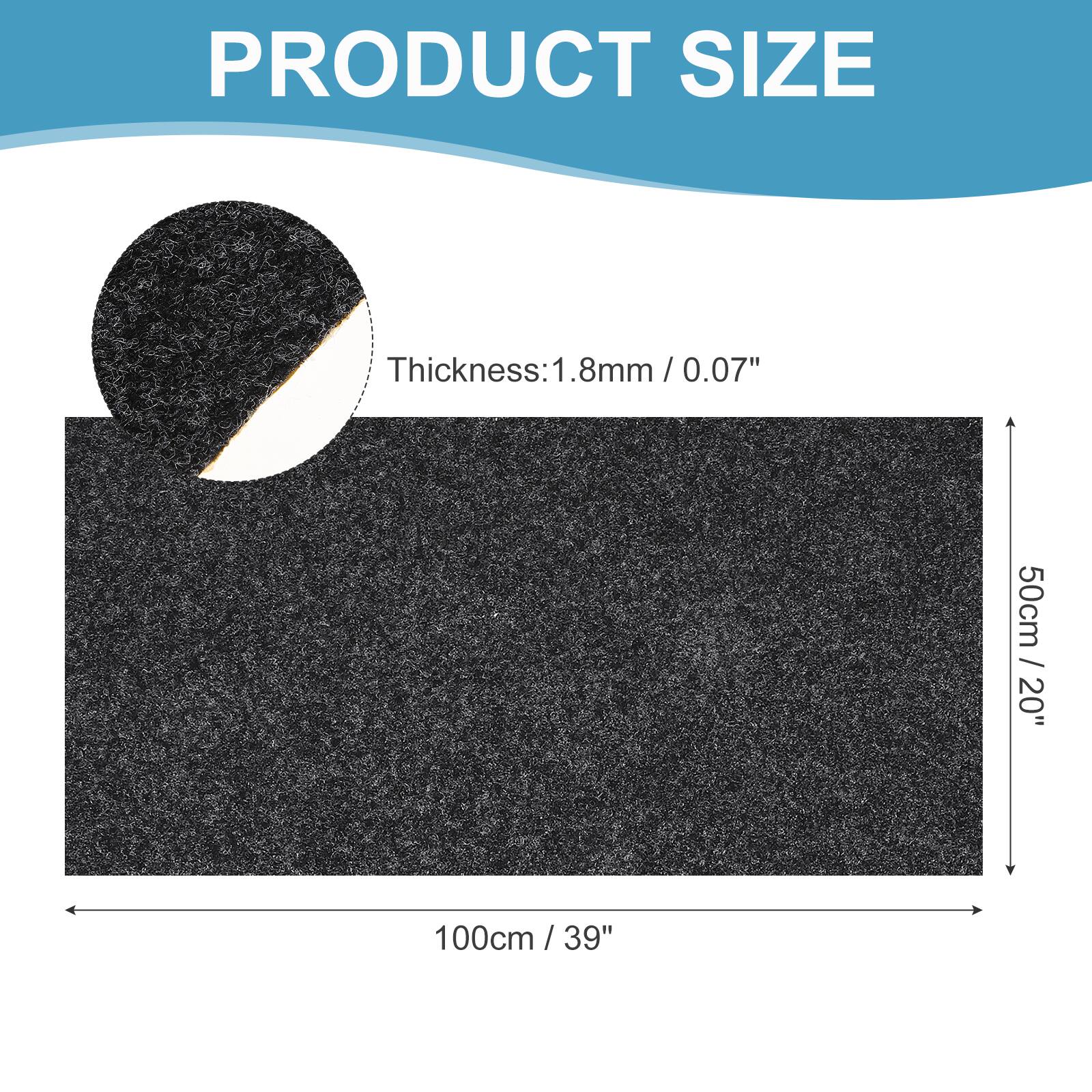 PRODUCT SIZE

Thickness: 1.8mm / 0.07"  
50cm / 20"  
100cm / 39"