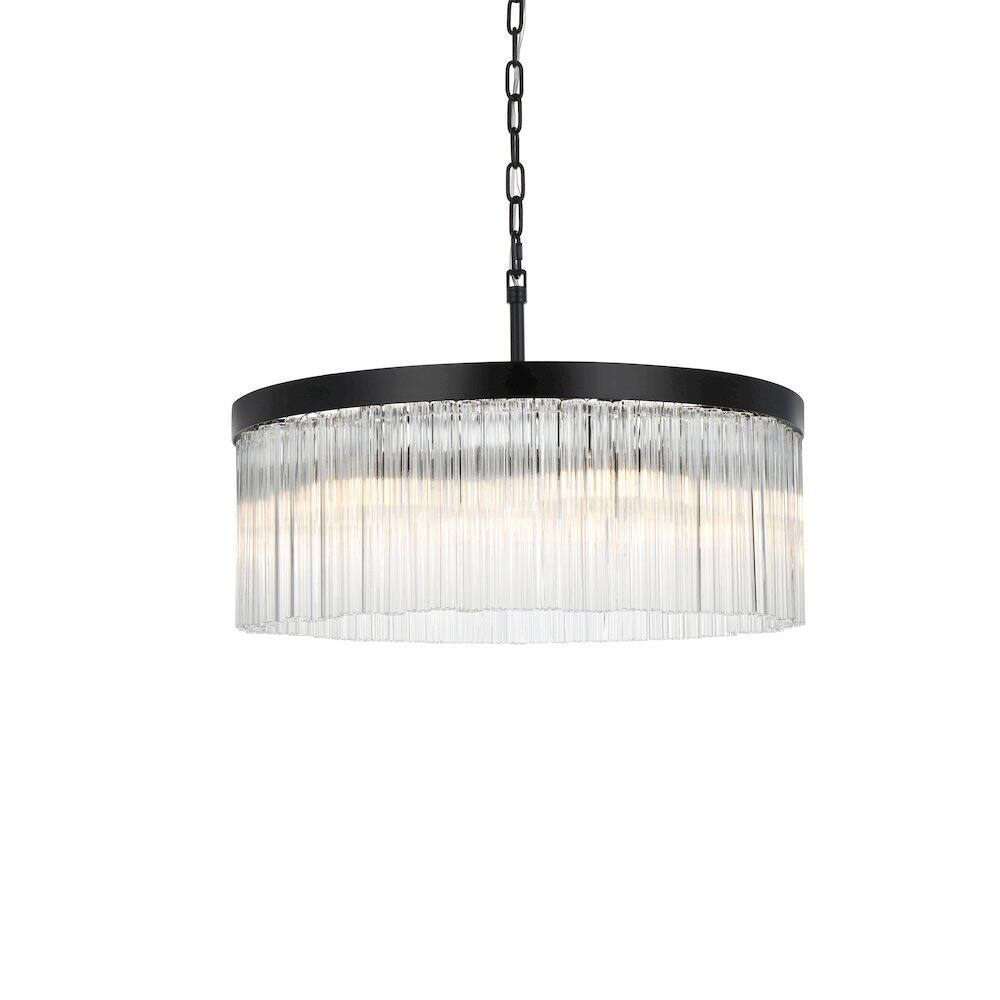 Left. Elegant Lighting - Harlow 24 Inch Chandelier In Black - Black And Clear.