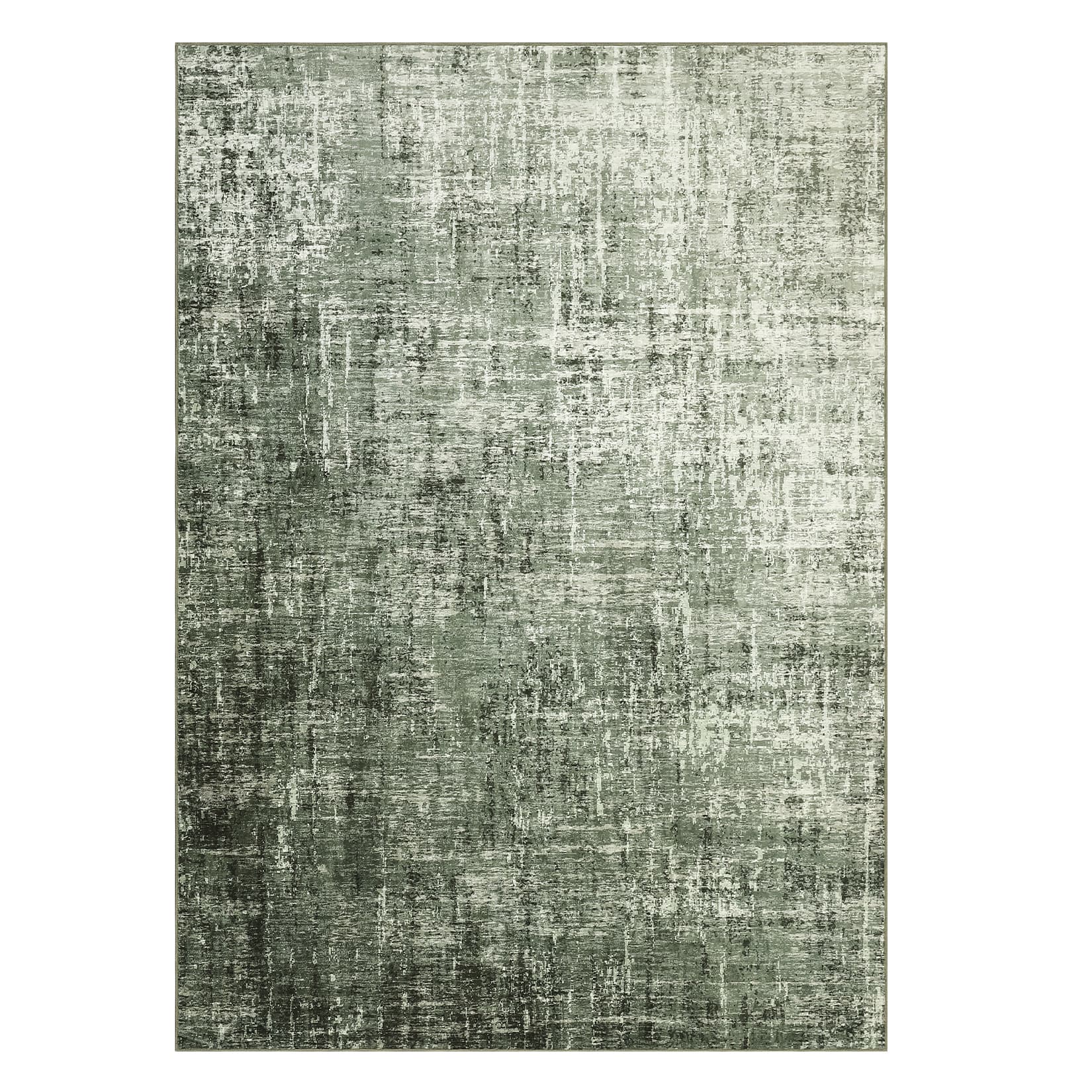 Jojoka - Gradient Mirage Abstract Area Rug Machine Washable Carpet with Non Slip Backing Ultra Thin Rug for Modern Interiors - Grey Green
