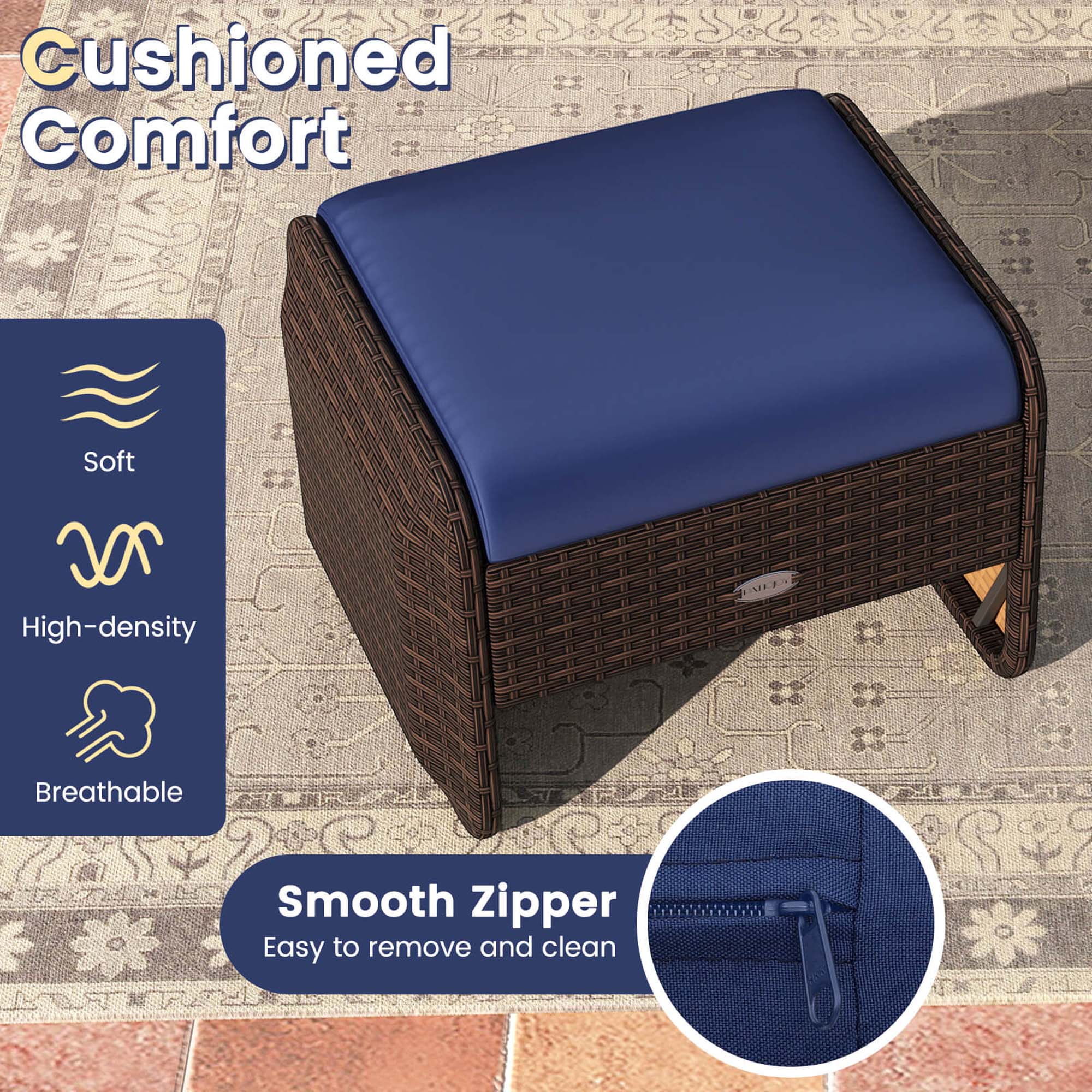 Cushioned Comfort: Soft, High-density, Breathable, Smooth Zipper, Easy to remove and clean.