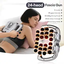 Cubilan - 24-Head Massage Gun 9 Modes High Frequency Vibration Muscle Relaxer for Full Body - Gray