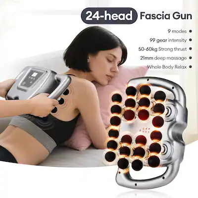 Cubilan 24 Head Massage Gun 9 Modes High Frequency Vibration Muscle Relaxer for Full Body Gray LWYL019 - Best Buy Cubilan 24 Head Massage Gun 9 Modes High Frequency Vibration Muscle Relaxer for Full Body Gray LWYL019 - Best Buy