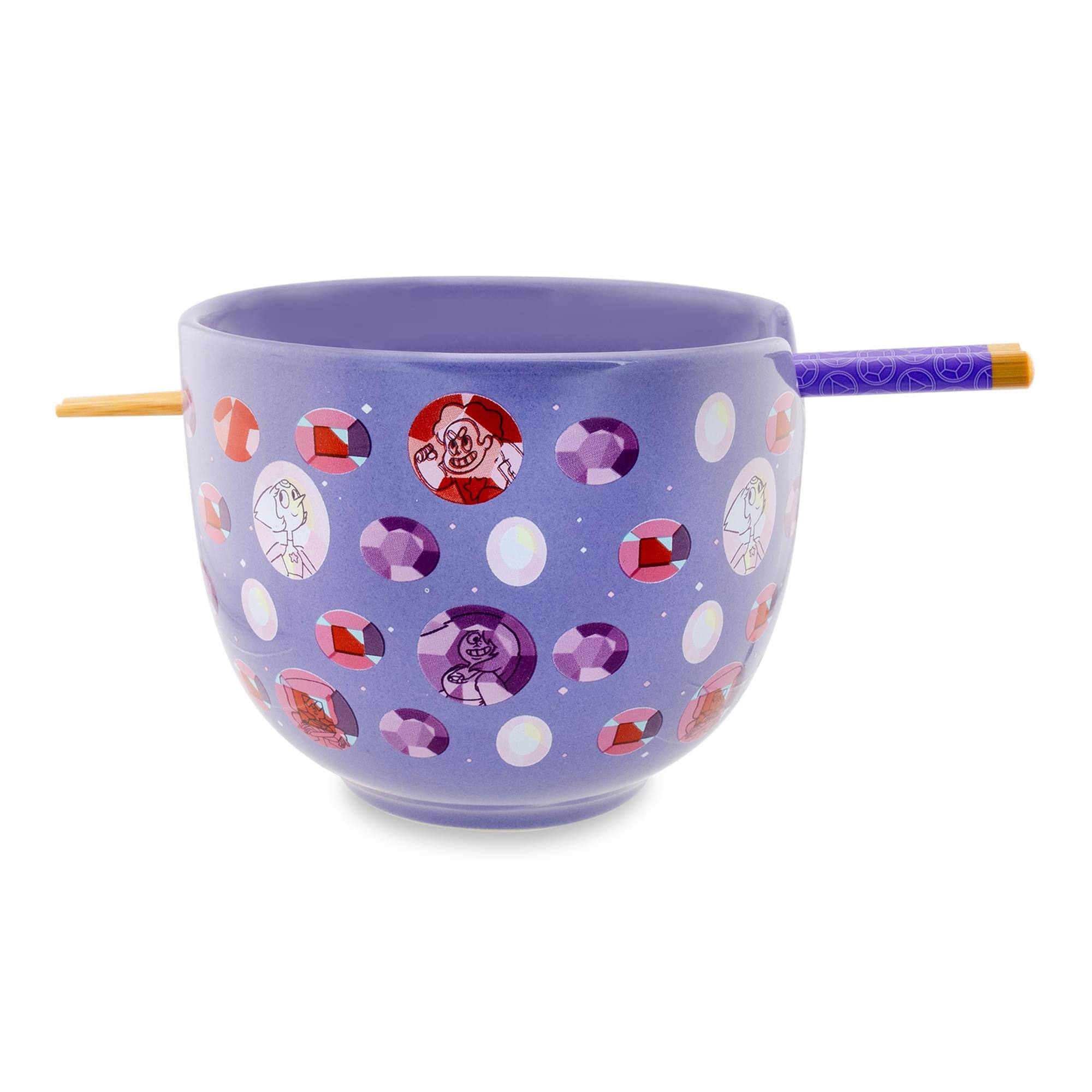 Alt View 1. Silver Buffalo - Steven Universe Crystal Gems 20-Ounce Ceramic Ramen Bowl and Chopstick Set - Purple.