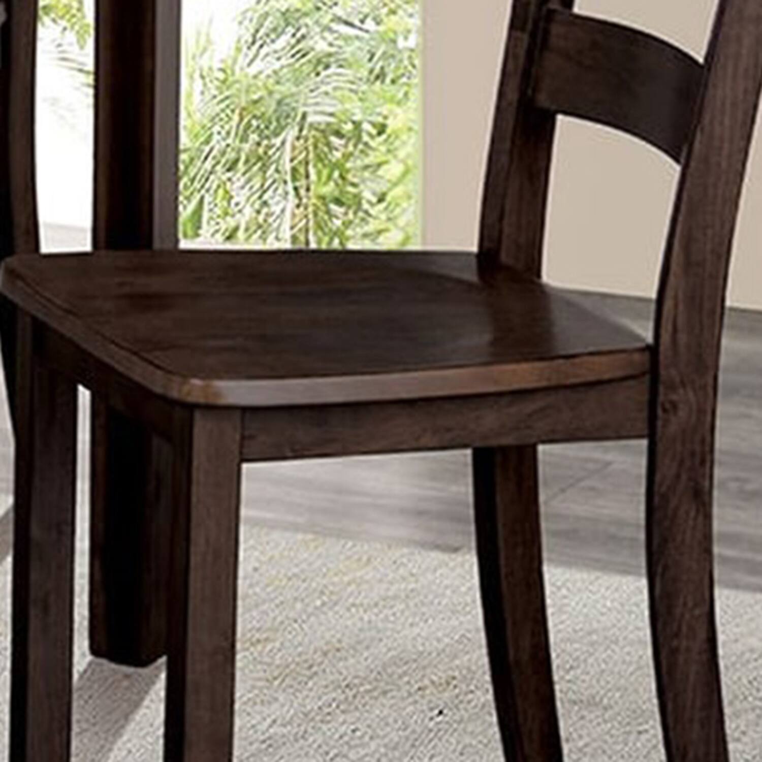 Back. Vaczon - 5Pc Dining Table Set, Solid Rubberwood Dining Table with Slat Back Chairs, Wood Dining Set for Kitchen and Dining Room - Expresso.