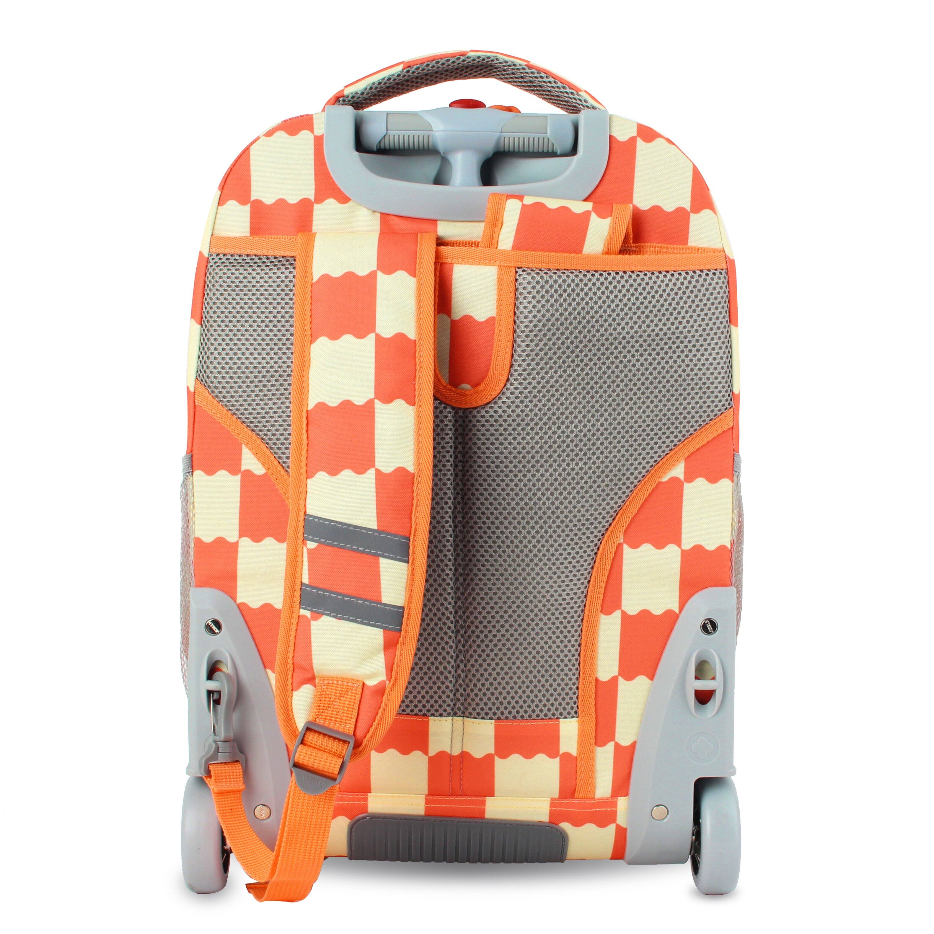 Back. J World - J World Unisex Sundance 20" Rolling Backpack With Laptop Sleeve For School And Travel, Wiggle Coral - WIGGLE CORAL.