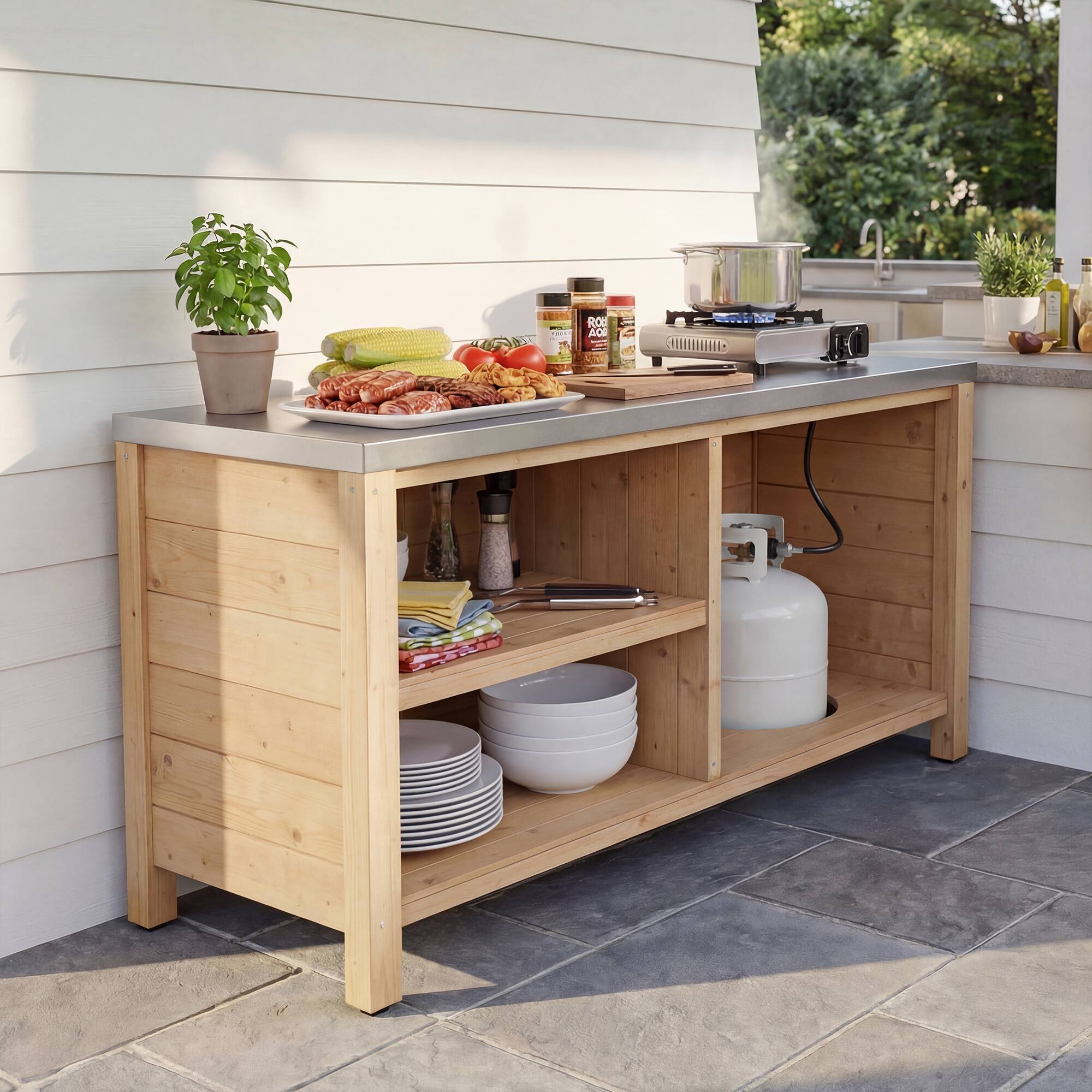 Famapy Modular Solid Cedar Outdoor Kitchen Cabinets All Weather