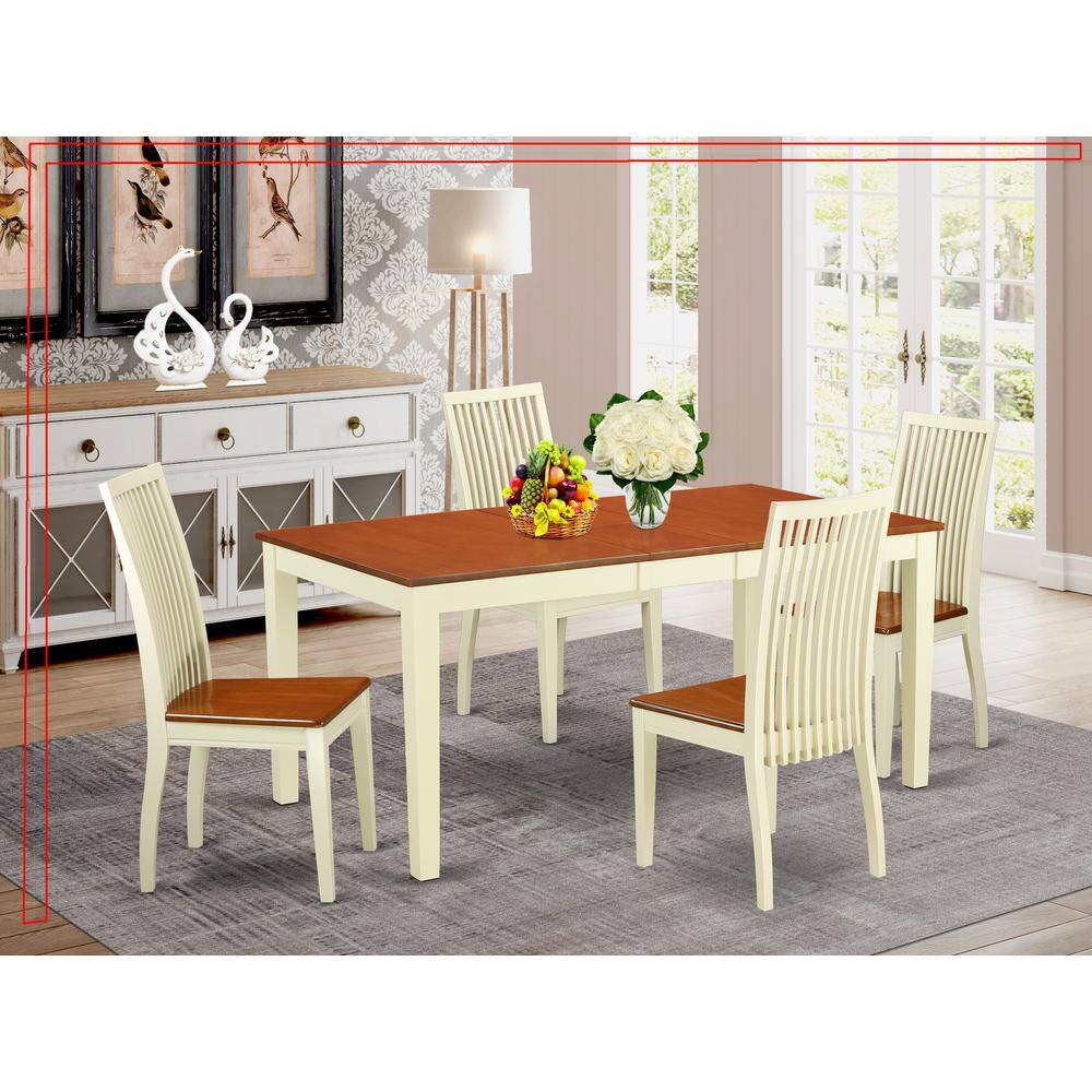 Back. East West Furniture - Dining Room Set Buttermilk & Cherry - Brown.