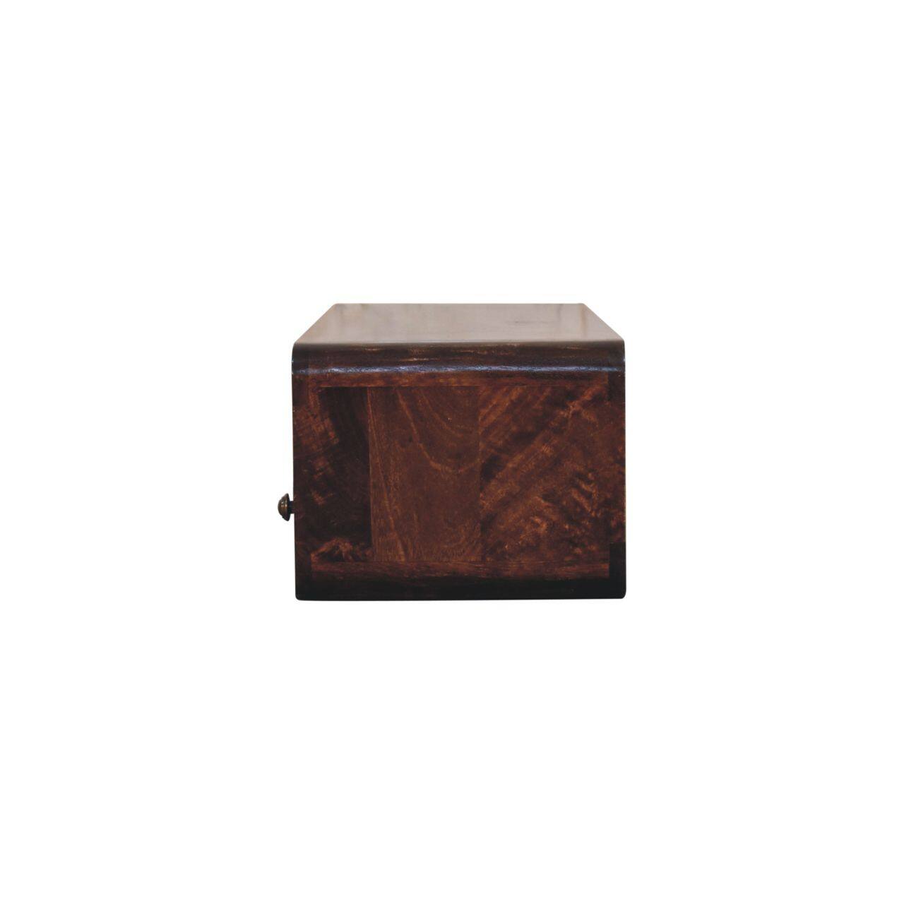 Alt View 5. Artisan Furniture - Artisan Furniture Solid Wood Floating California Walnut Open Console, 2 Drawers, 1 Shelf, Dark Brown - Dark Brown.