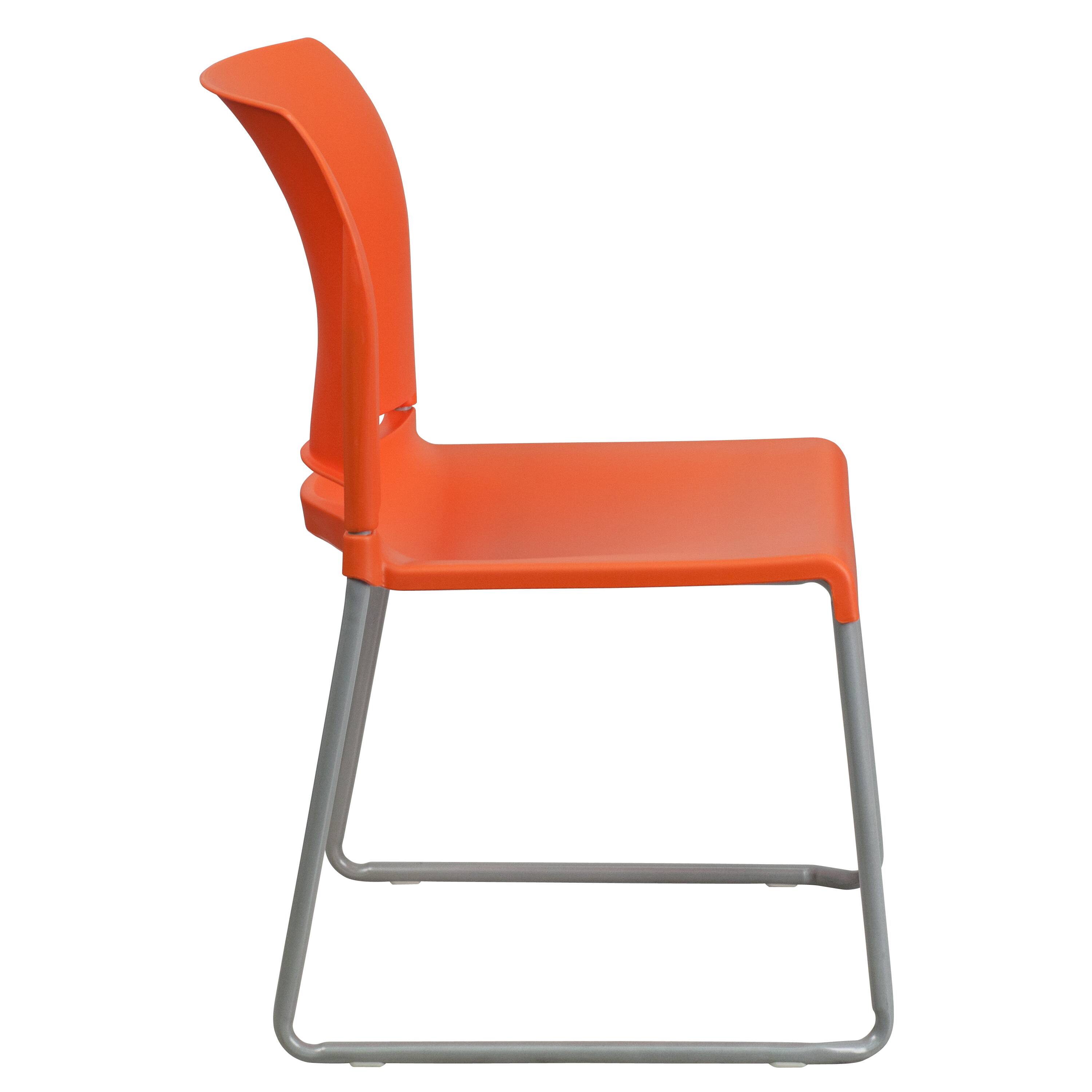 Alt View 8. Emma + Oliver - Home and Office Guest Chair Full Back Contoured Sled Base Stack Chair - Orange.