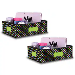 Teacher Created Resources - Chalkboard Brights Storage Bin, 16" x 11" x 5", Pack of 2