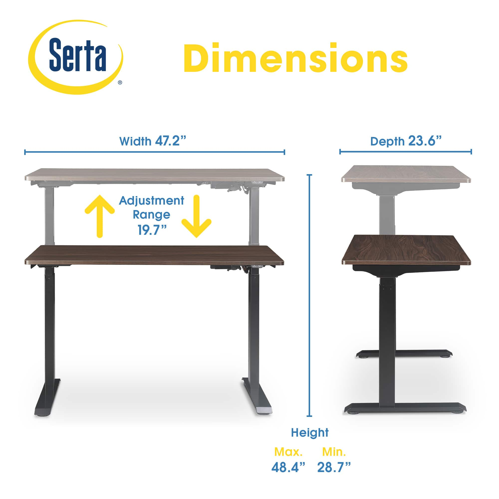 Angle View: Serta - Creativity Electric Height Adjustable Standing Desk - Dark Brown