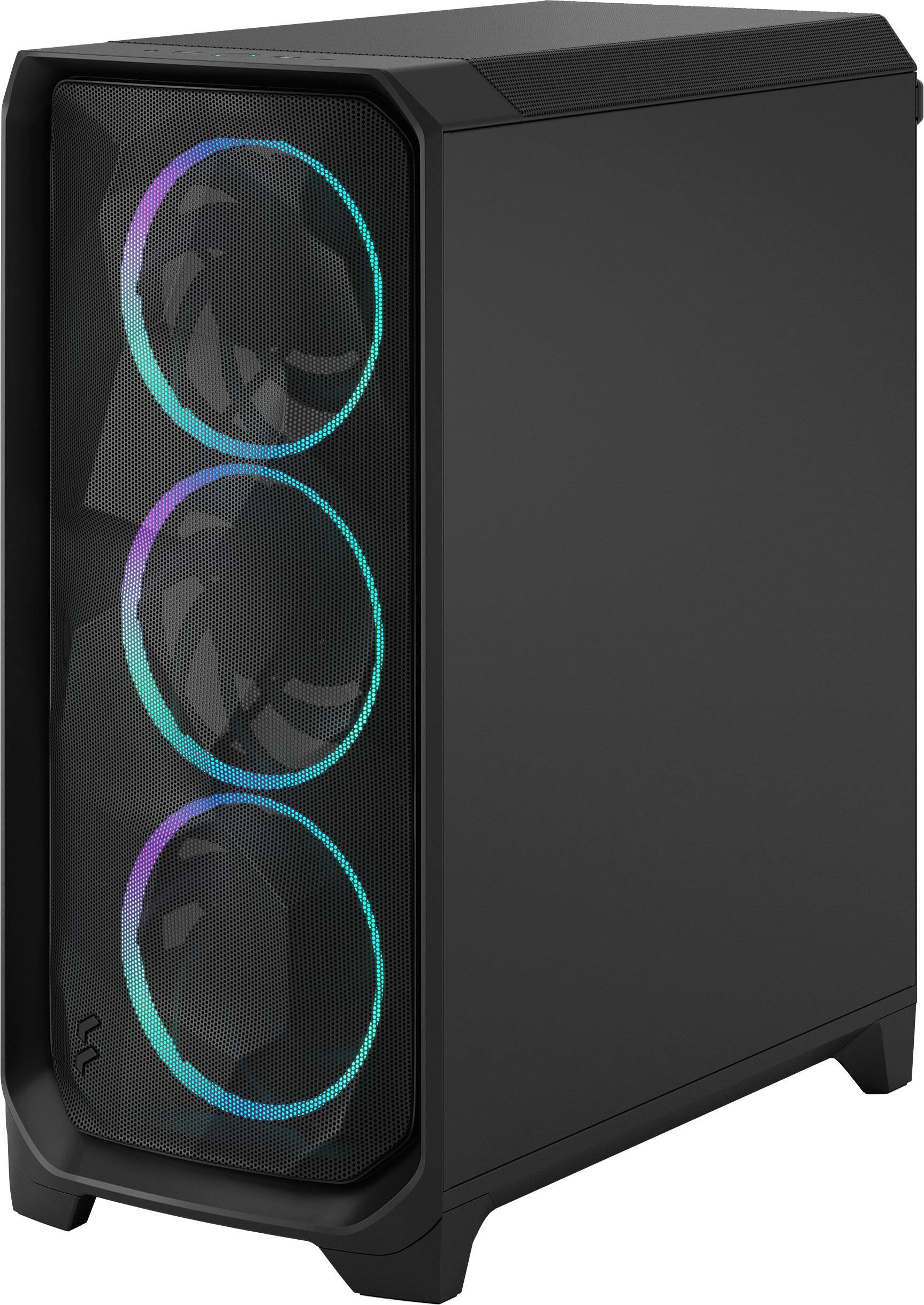 Alt View 7. Fractal Design - Meshify 3 RGB ATX mATX Black Chassis with Light Tinted TG Side Panel Mid-Tower PC Case - Black.
