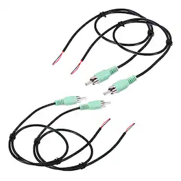 Unique Bargains - 4pcs 20" Open RCA Male Plug to Bare Wire Adapter for Audio Video Amplifier Speaker Wire - Green