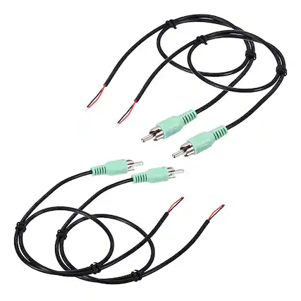 Front. Unique Bargains - 4pcs 20" Open Green RCA Male Plug to Bare Wire Adapter for Audio Video Amplifier Speaker Wire - Green.