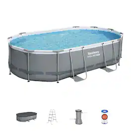 Bestway - Steel Pro MAX 16' x 10' x 42" Oval Above Ground Swimming Pool Set - Gray