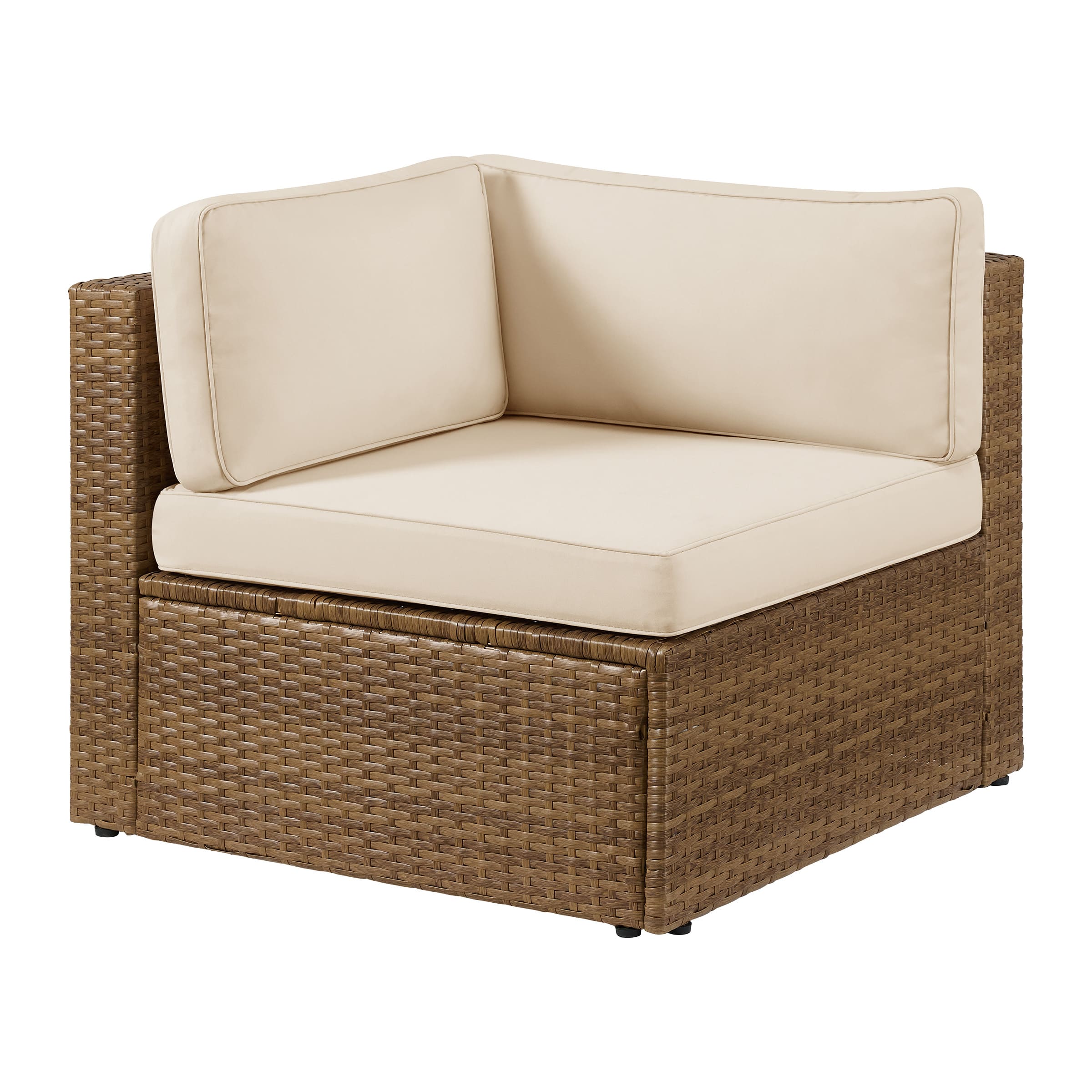 Alaterre Furniture - Montara Armless Outdoor Patio Chair Weather-Resistant Corner Outdoor Wicker Chair with Thick Cream Cushions - Tan