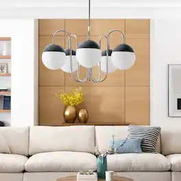 Stellar 5-Light Chandelier by Modway - Opal Polished Nickel